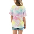 thumbnail image 4 of Girls Oversized Tie Dye Tshirts Summer Half Sleeve T Shirts Loose Graphic Tees Long Tunic Tops to Wear with Leggings Multicolor， 6 Years, 4 of 7
