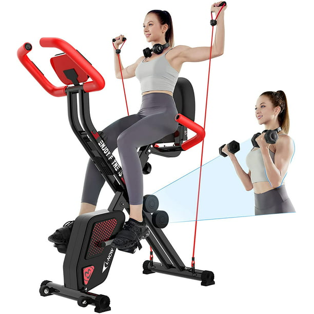 Pooboo Foldable Upright Stationary Exercise Bike Indoor Cardio