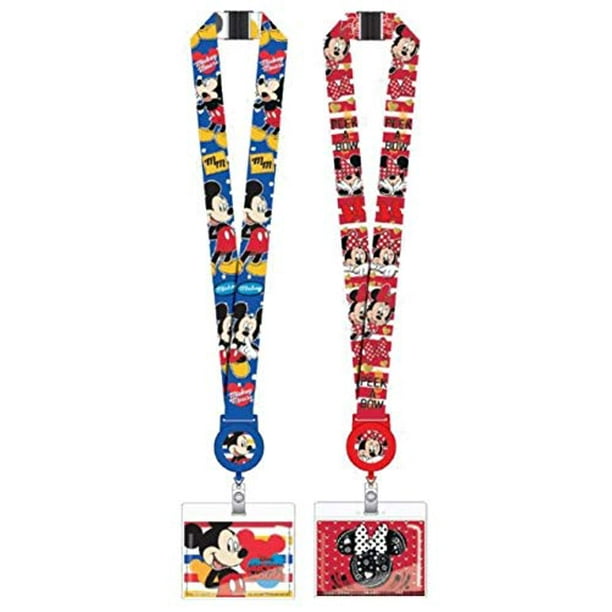 Disney Mickey Mouse and Minnie Mouse Lanyards with Retractable ID