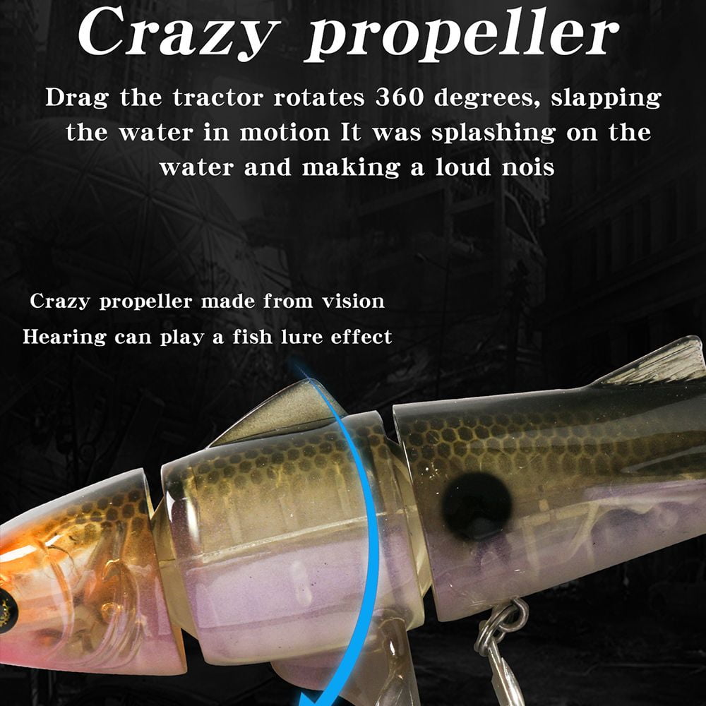 Artificial 3 Segment Bass Topwater Fishing Lure Double Propeller