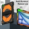 thumbnail image 4 of Dteck Case for iPad Air 11 inch 2025/2024 (M3/M2) with Pencil Holder, Shockproof Silicone + PC 3 Layer Protection Case Heavy Duty 360° Rotating Hand Strap Kickstand Cover,Black+Orange, 4 of 5