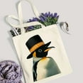 thumbnail image 4 of JEUXUS 2 Pcs Canvas Tote Bags Cute Aesthetic Tote Bags with Zipper Shoulder Bag Easily Distracted Cute Penguin Lovers White, 4 of 7