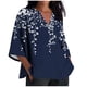 thumbnail image 2 of Xuyuer Women's 3/4 Length Sleeve Tops V Neck Casual Vacation Loose Fit S-5XL Ruffle Cuffs Shirts Dressy Flowy Tunic Tops Hawaiian Shirts Summer Floral Printed Shirt Casual Soft Tunic Tops, 2 of 5