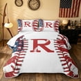 thumbnail image 2 of meiyoeat Patriotic USA Flag Quilt Full for Boys, Baseball Letter R Print Full Bedspread Sets, 3pcs, 1 Comforter and 2 Pillowcases, 2 of 7
