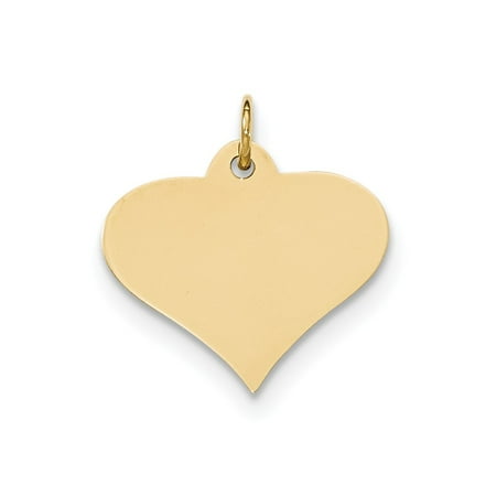 14k Yellow Gold Plain .013 Gauge Engravable Heart Disc Charm