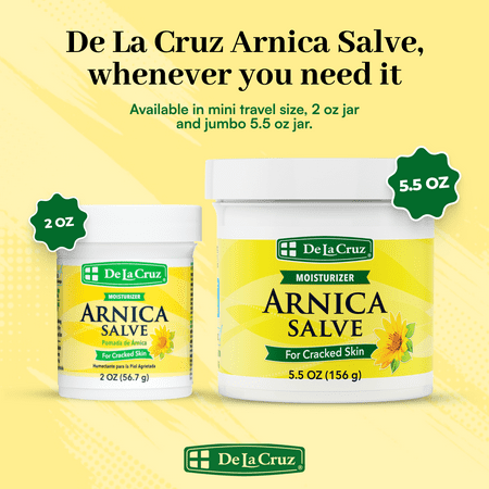 De La Cruz Arnica Salve Moisturizer for Cracked Skin, for Dry and Cracked Hands, Elbows and Feet, 2 oz Jar