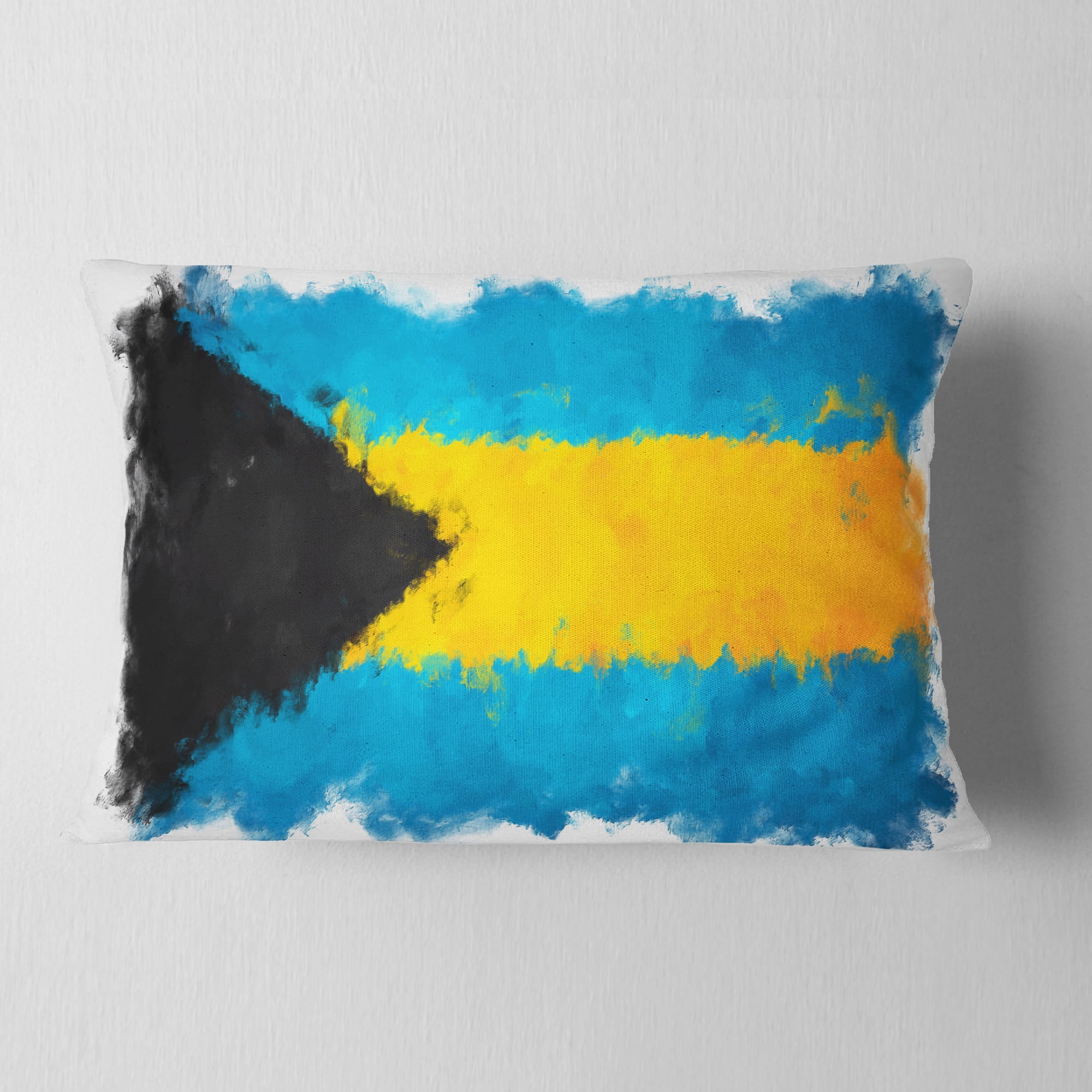 Designart Bahamas Flag Illustration - Flag Painting Throw Pillow - 12x20