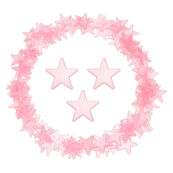 Uxcell 100 Pcs Glow in the Dark Stars Stickers for Ceiling,Luminous Thin Stars Wall Sticker Mural Decals for Bedroom Wall Decor Art Decoration 1.18''Lx0.06''T, Pink