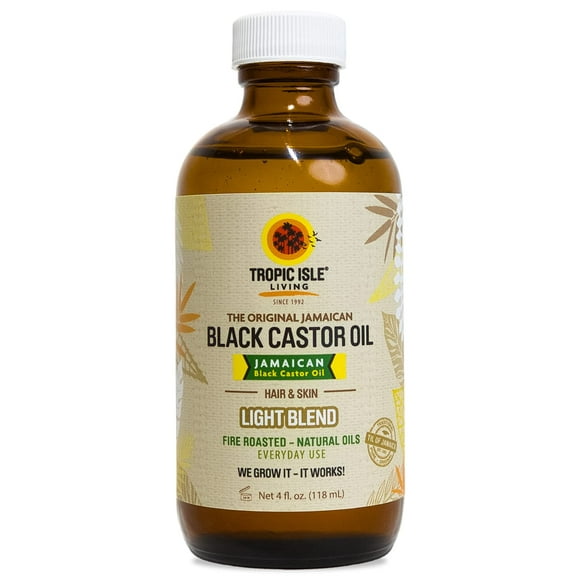 Tropic Isle Living Jamaican Black Castor Oil Light Blend 4oz | Seals Moisture & Controls Frizz | Daily Hair Maintenance | Skin Conditioner | Foot & Body Massage