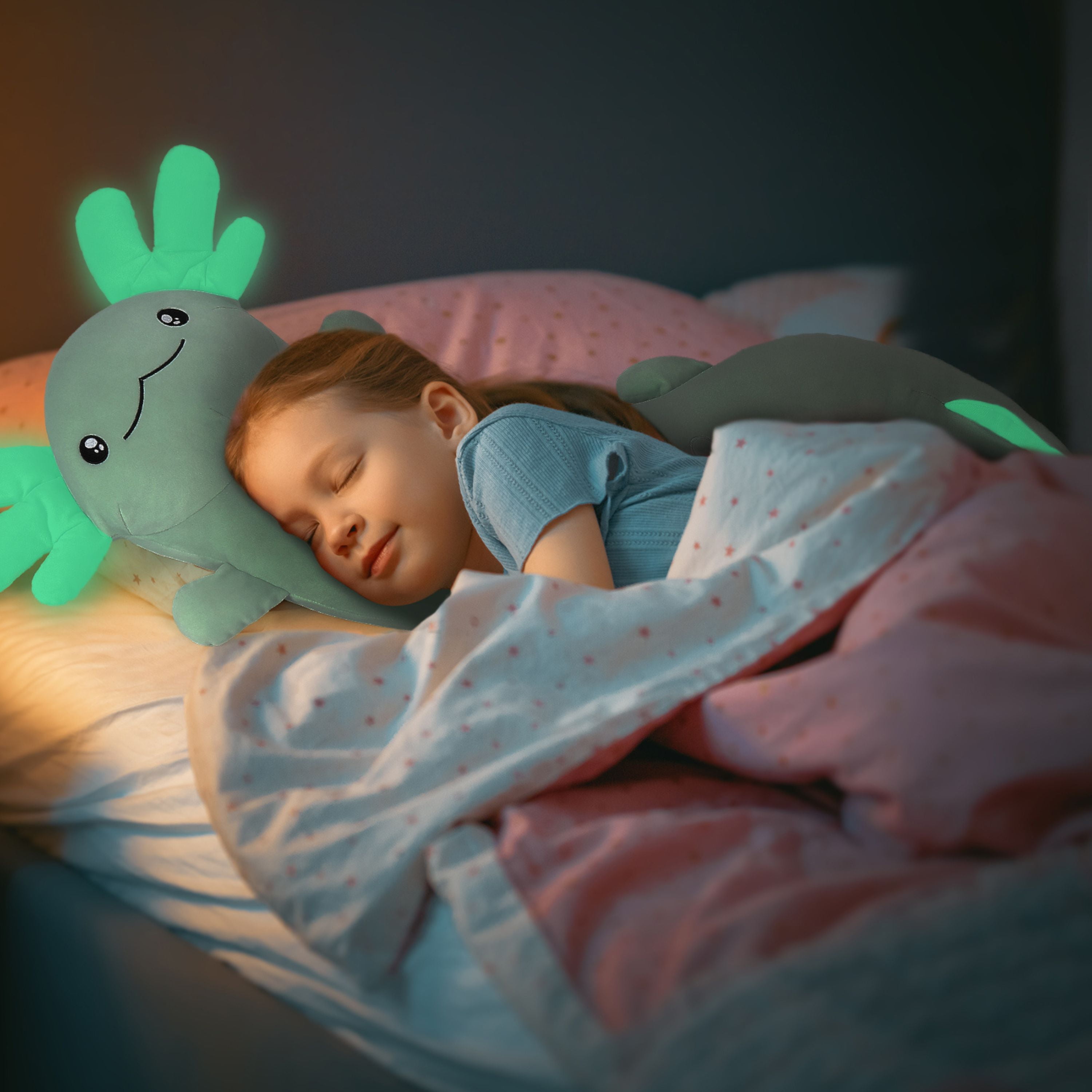 Tezituor 48'' Axolotl Stuffed Animal Giant Stuffed Axolotl Glow in The Dark Plush Toy