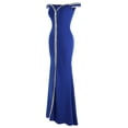 thumbnail image 4 of Angel-fashions Femmes Off Épaule V Cou Longueur Plancher Robe Formelle Noire, 4 of 7
