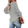 thumbnail image 3 of Hanerdun Women Hollow Out Pullover Sweater Female Round Neck Knit Jumper Grey L, 3 of 5
