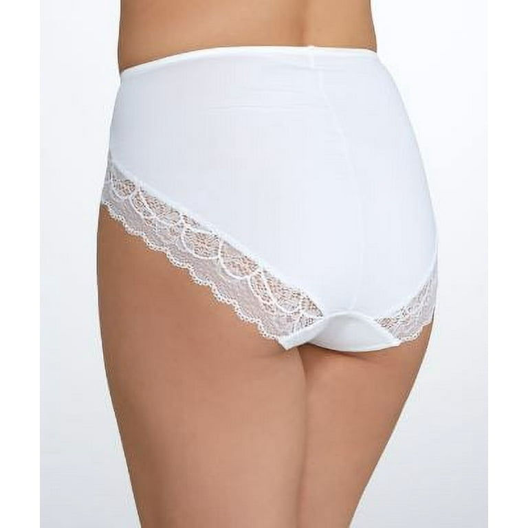 Women's Bali LD62 Lace Desire Microfiber Hi-Cut Brief Panty (White w/White  Lace 8)