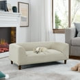 thumbnail image 2 of Hassch Upholstered Pet Sofa Bed for Medium & Large Dogs, Comfortable Pet Furniture with Soft Cushion, Backrest and Armrest, Short Legs Design, Beige Linen, 2 of 10