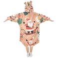thumbnail image 2 of FORMRS Wearable Blanket Hoodie with Sleeves for Kids Cozy Flannel Sweatshirt, Pink Christmas Santa, 2 of 7