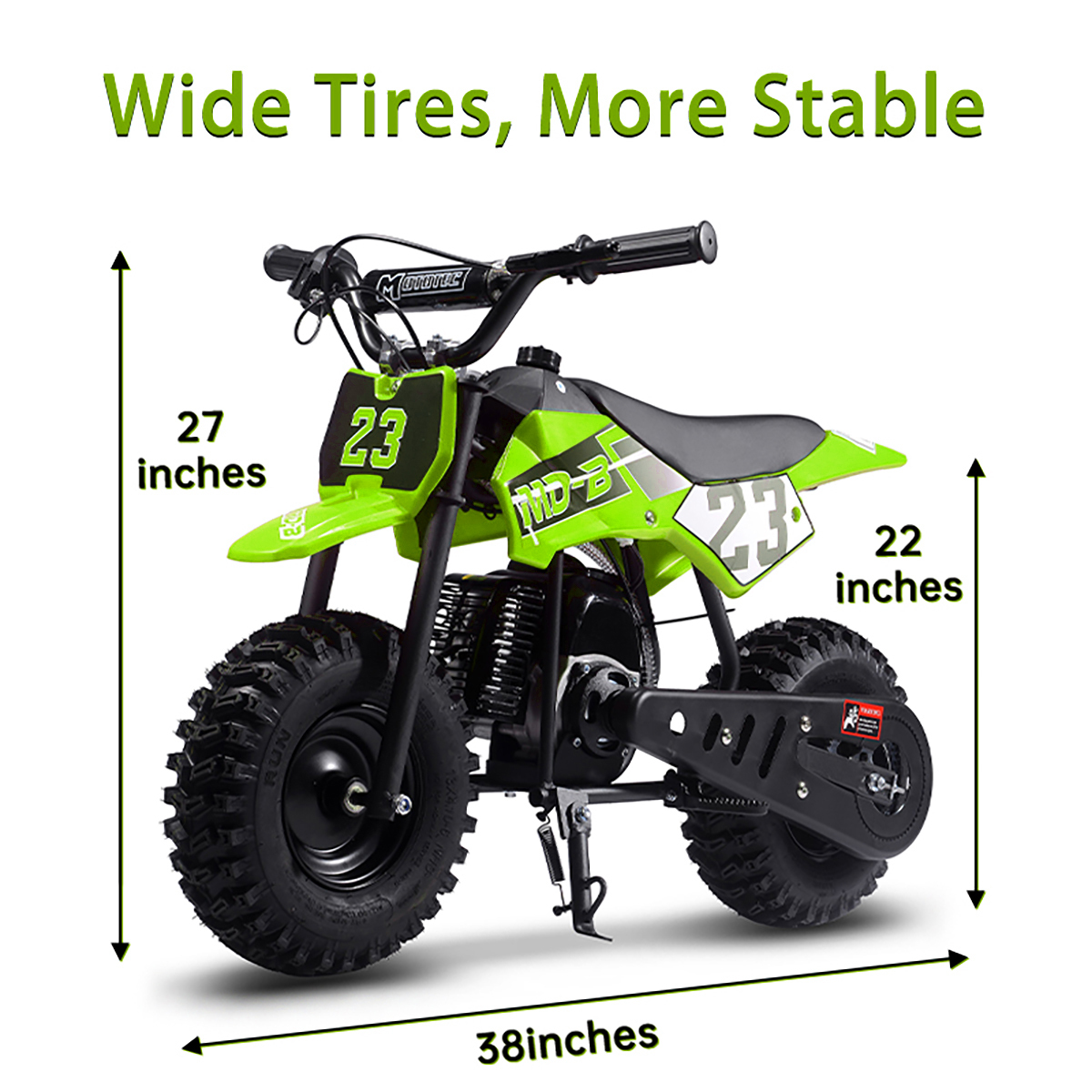 TOXOZERS Dirt Bike for Kids,Gas-Powered Mini Pit Bike with 13 Inch Knobby Tires,25 MPH,Rear Disc Brake,Supports up to 175 lbs,Begin-ner Off Road Motorcycle for Boys Girls,Green