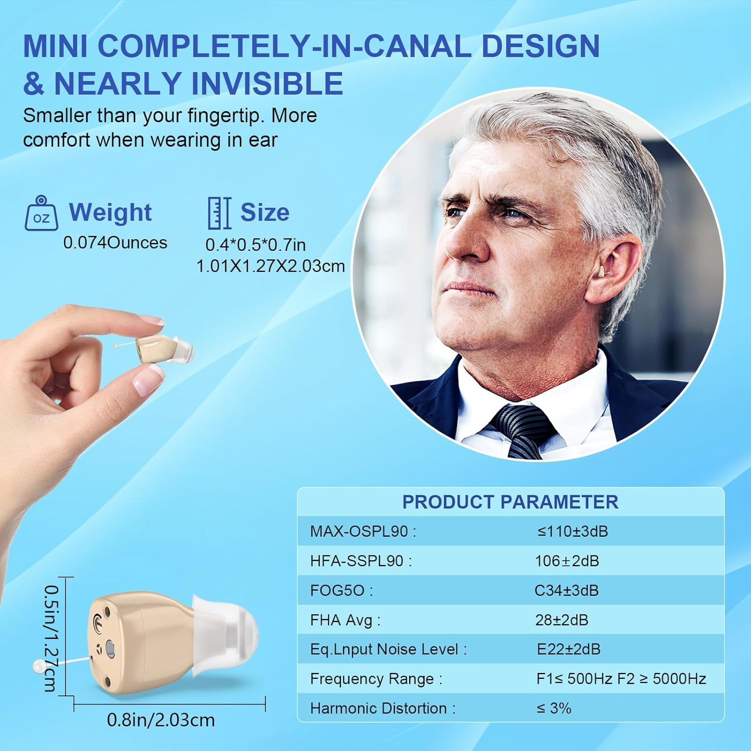 SUWU Rechargeable Digital Hearing Aids for the Elderly, Almost Invisible, with Noise Cancellation, Suitable for Hearing Loss Adults, Behind-the-Ear Hearing Aids, Easy to Control
