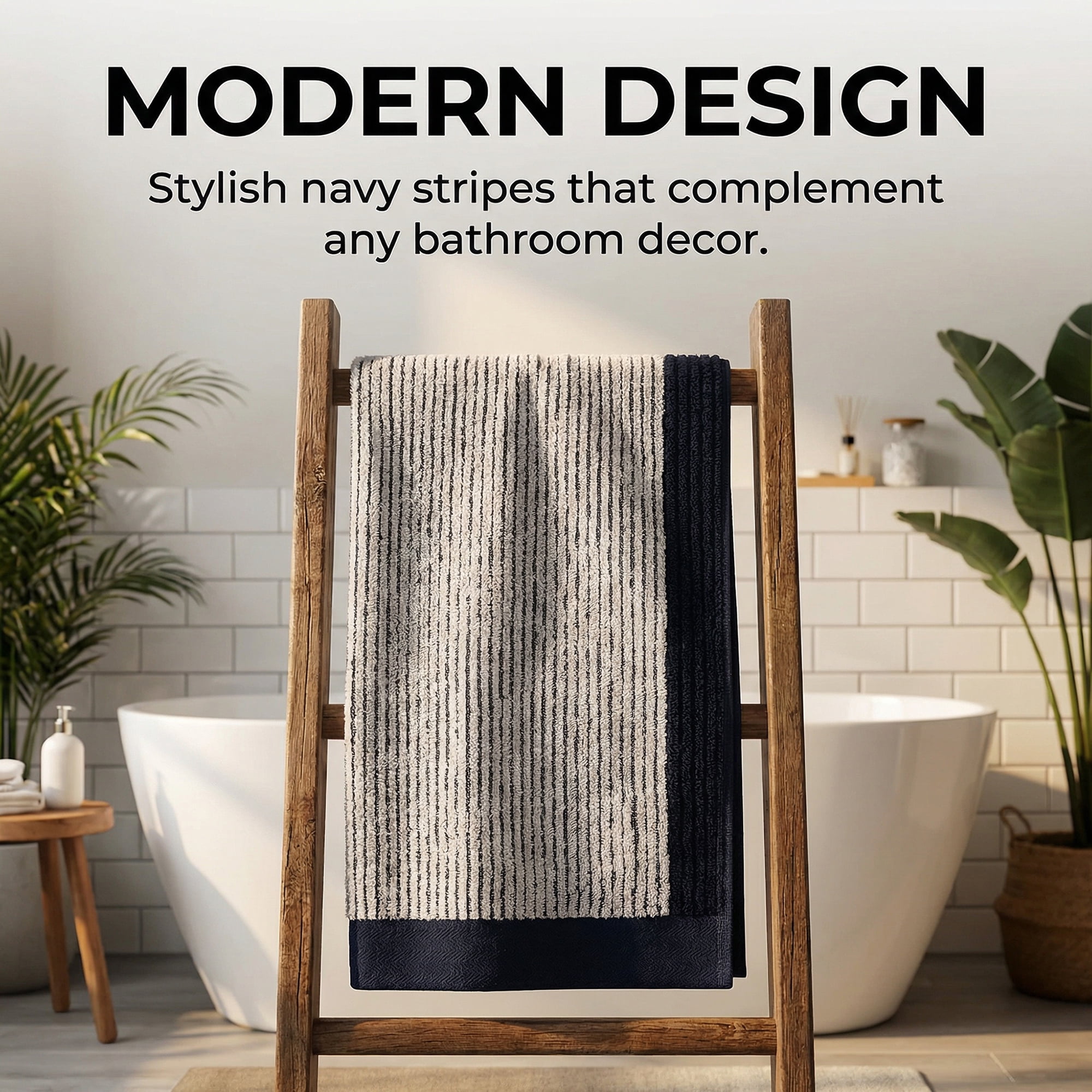 Unique Bargains Cotton Striped Hand Towel for Bathroom Kitchen Gym Blue 2pcs 29" x 13"