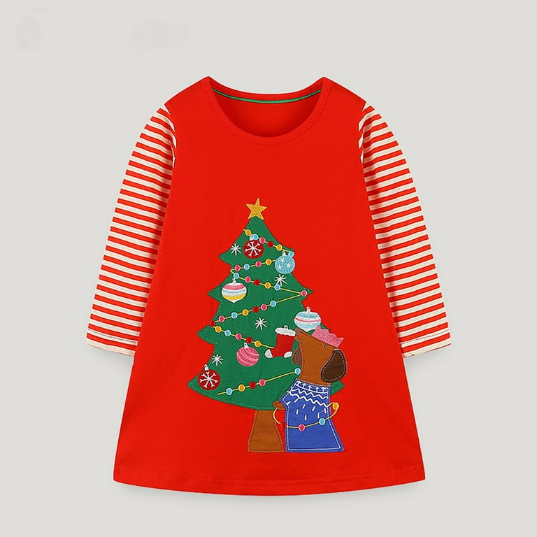 NIEWTR Toddlers Girls' Long Sleeve Christmas Dress Dress Toddler