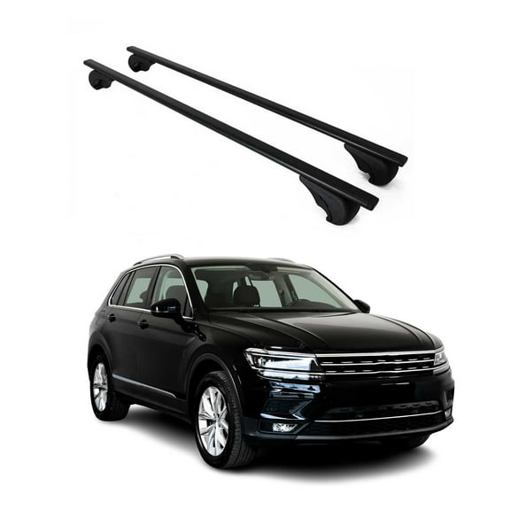 OMAC Roof Racks Cross Bars Carrier Durable for VW Tiguan Limited 2017-2018 Black 2 Pcs Anti-Theft for Travel Kayak Canoe Surf Ski Snowboard Camping