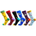 thumbnail image 2 of FATMINGO SOCKS - Fun Colorful Dress and Casual Socks For Men - Funny Patterned Novelty Crazy Crew Nerd Socks - Combed Cotton Socks Men Pack (6-Pack Fantastic Funky), 2 of 3
