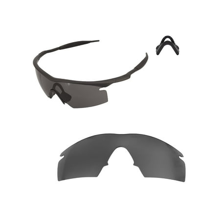 Walleva Black Mr. Shield Polarized Replacement Lenses And Black Nosepad For Oakley M Frame Strike Sunglasses