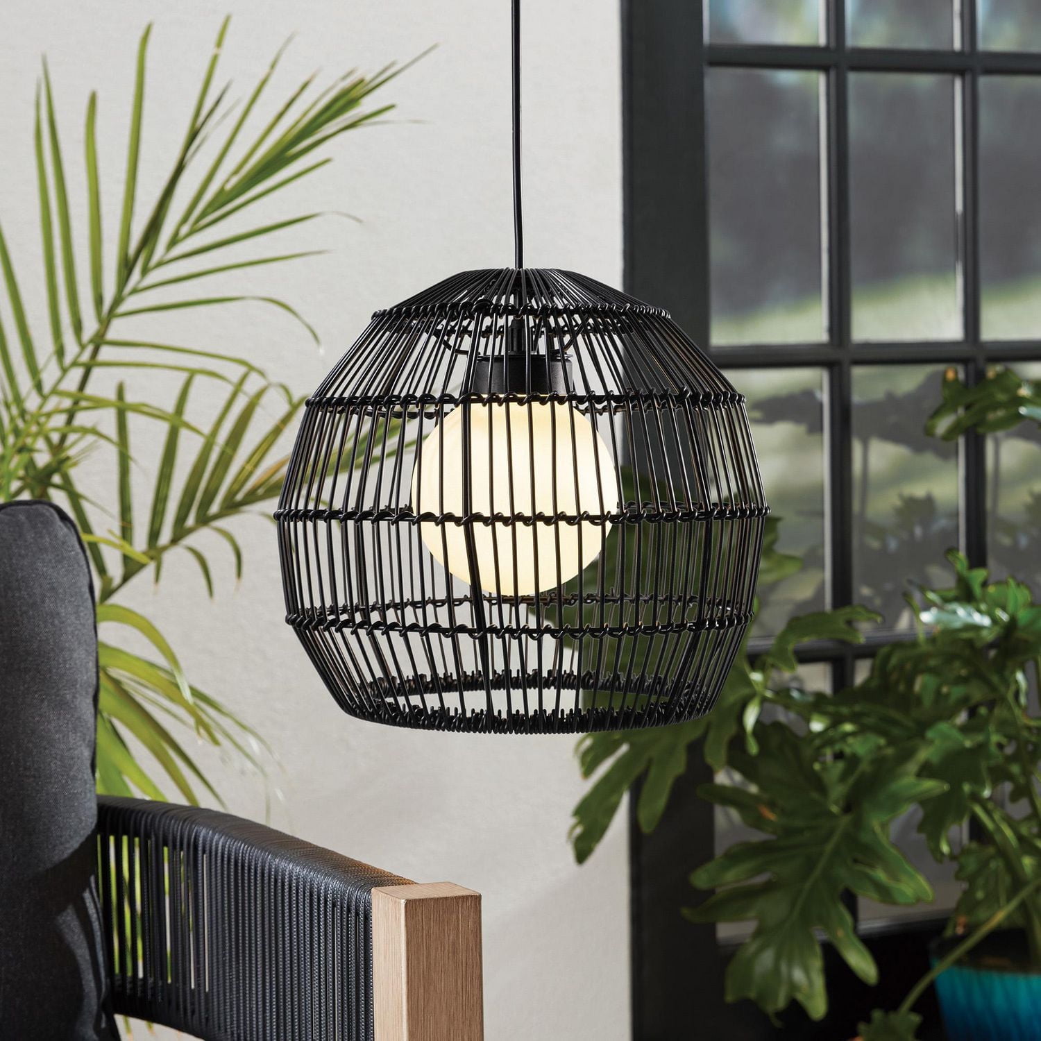Better Homes and Gardens 11'' Black Woven Pendant
