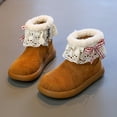 thumbnail image 2 of Quealent Girls & Toddler' Faux Furry Shearling Style Boots, Girls Warm Winter Flat Non-Slip Zip Snow Boots for Indoor Yellow for Size 1, 2 of 8