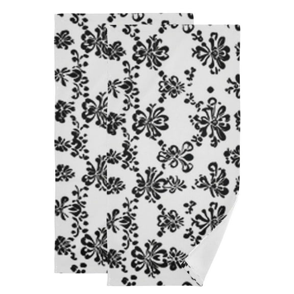2-Piece Polyester cotton Towel Set Absorbent Irregular Pattern Black and White Print Hand Towel Bath Towel Soft and Comfortable Machine Wash 28.3x14.4