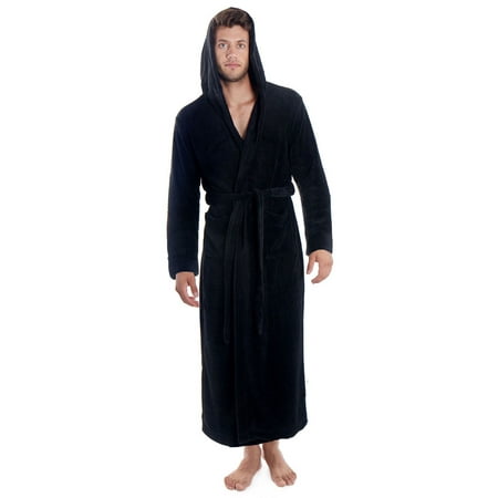 Womens Robe Soft Hooded Bath Robes Black L-XL Men/XL-2XL Women