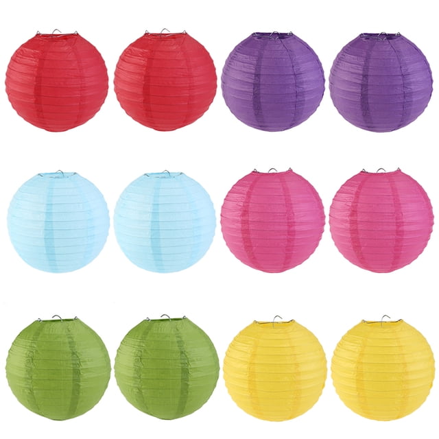 FRCOLOR Ball Lanterns 10 Pcs Paper Lanterns with Random Assorted Colors Folding Paper Lanterns Decorative Chinese Paper Hanging Decorations Round Ball Lanterns Lamps for Home Decor Parties Weddings