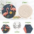 thumbnail image 4 of Yayeee 6 PCS Drink Coasters with Holder Set Woven Absorbent Round Tabletop Hot Pad, Floral Flamingo, 4 of 7