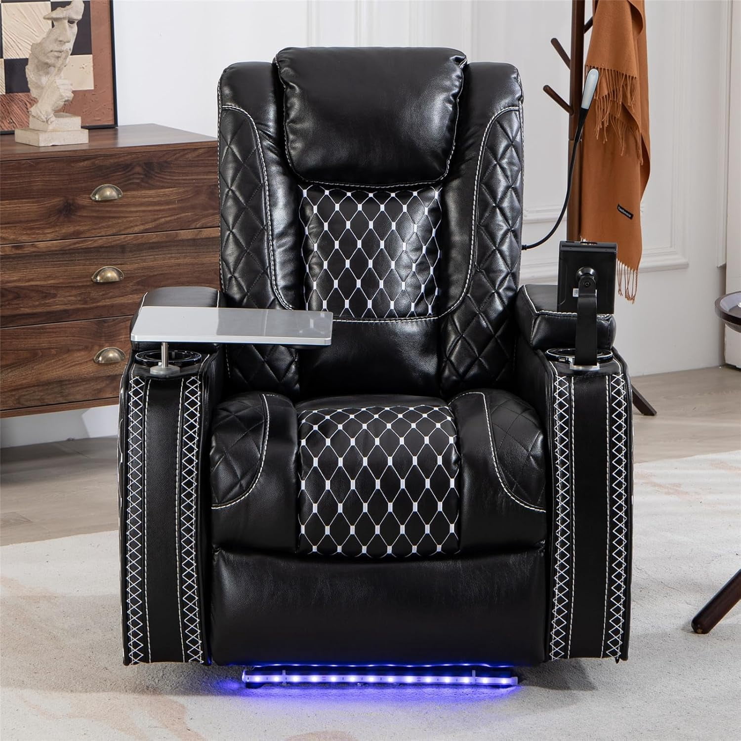 Recliner with Lift Assist for Seniors, Heavy Duty Lay Flat Recliner 180-Degree, Dual Motor Power Stand Up Lift Chair with Massage and Heat, Infinite Position Electric Recliner Chair for Elderly