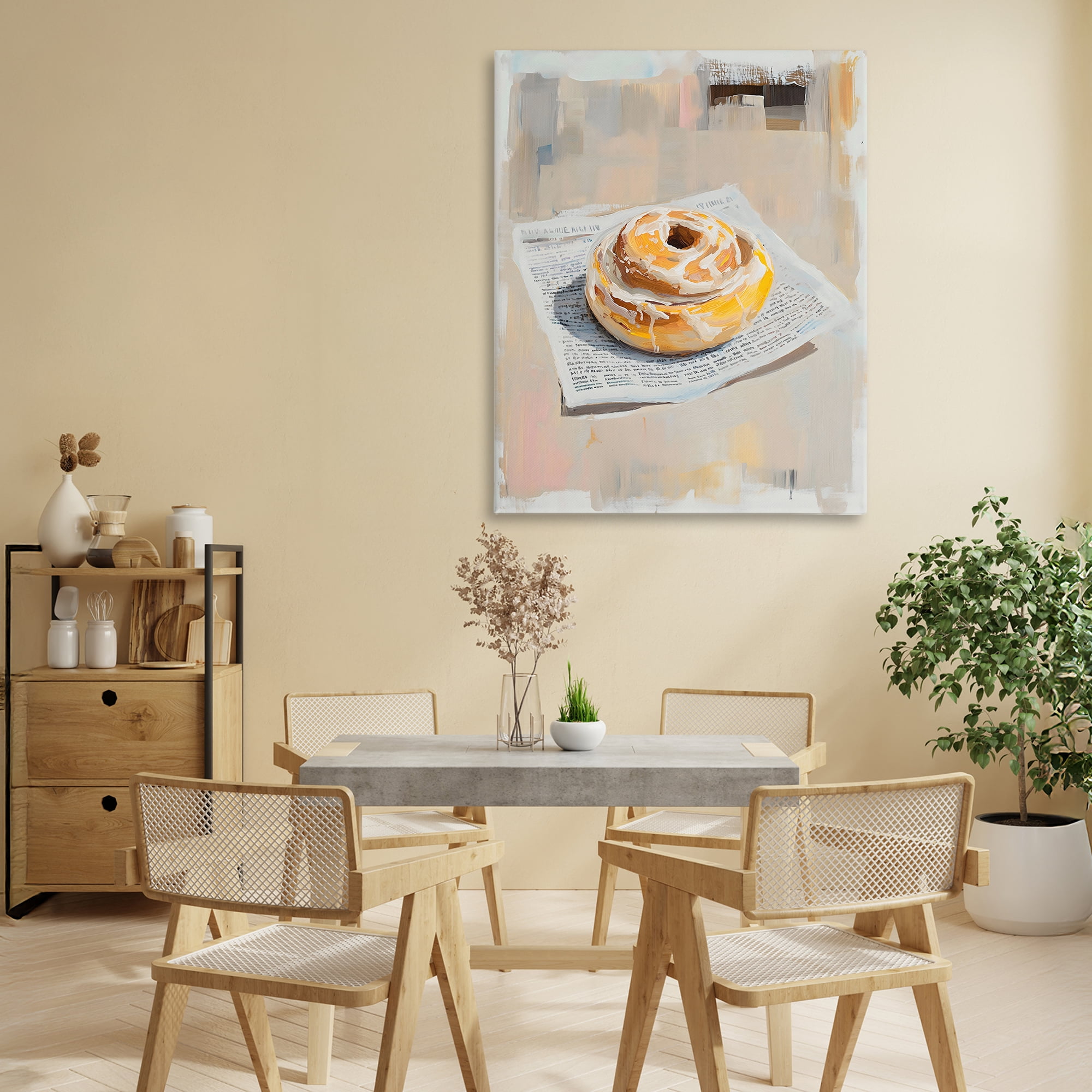 Stupell Industries Cinnamon Roll & Morning Paper Canvas Wall Art, design by The Prints Vibe
