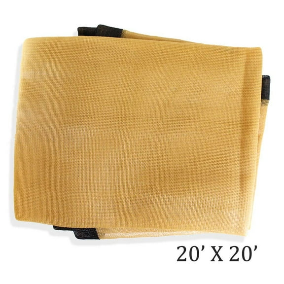 SUN GUARD 20' x 20' Tan Sunshade Net | 100% High Density Polyethylene | UV Stabilized | Reinforced Corners | 20 ft x 20 ft (6.1 m x 6.1 m) | Optimal Sunlight Reduction