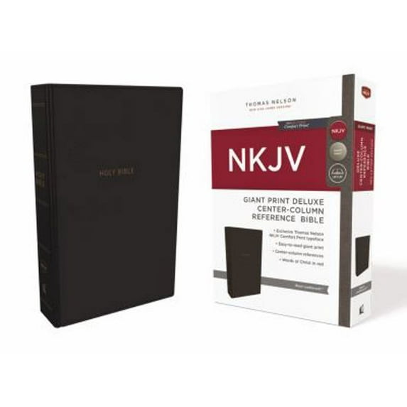 Pre-Owned NKJV, Deluxe Reference Bible, Center-Column Giant Print, Imitation Leather, Black, Red Letter Edition, Comfort Print (Unknown) 0785217819 9780785217817
