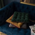thumbnail image 2 of Nvzi Velvet Soft Square Chair Pad with Ties Cute Gradient Indoor Dining Chairs Cushion (Dark Green, 16 x 16), 2 of 5