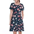 thumbnail image 1 of Kdxio Robe T-Shirt Décontractée pour Femmes Imprimé Fleurs de Cerisier Manches Courtes d'Été avec Poches, 1 of 6