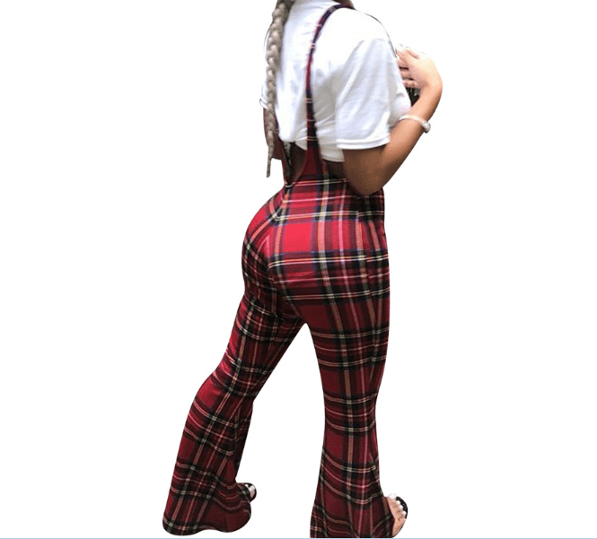 plaid pants with suspenders