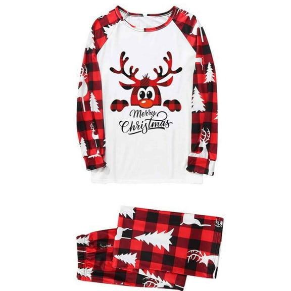 SDJMa Matching Family Christmas Pajamas Set Christmas Pjs For Family Set Red Plaid Top And Long Pants Sleepwear Sets