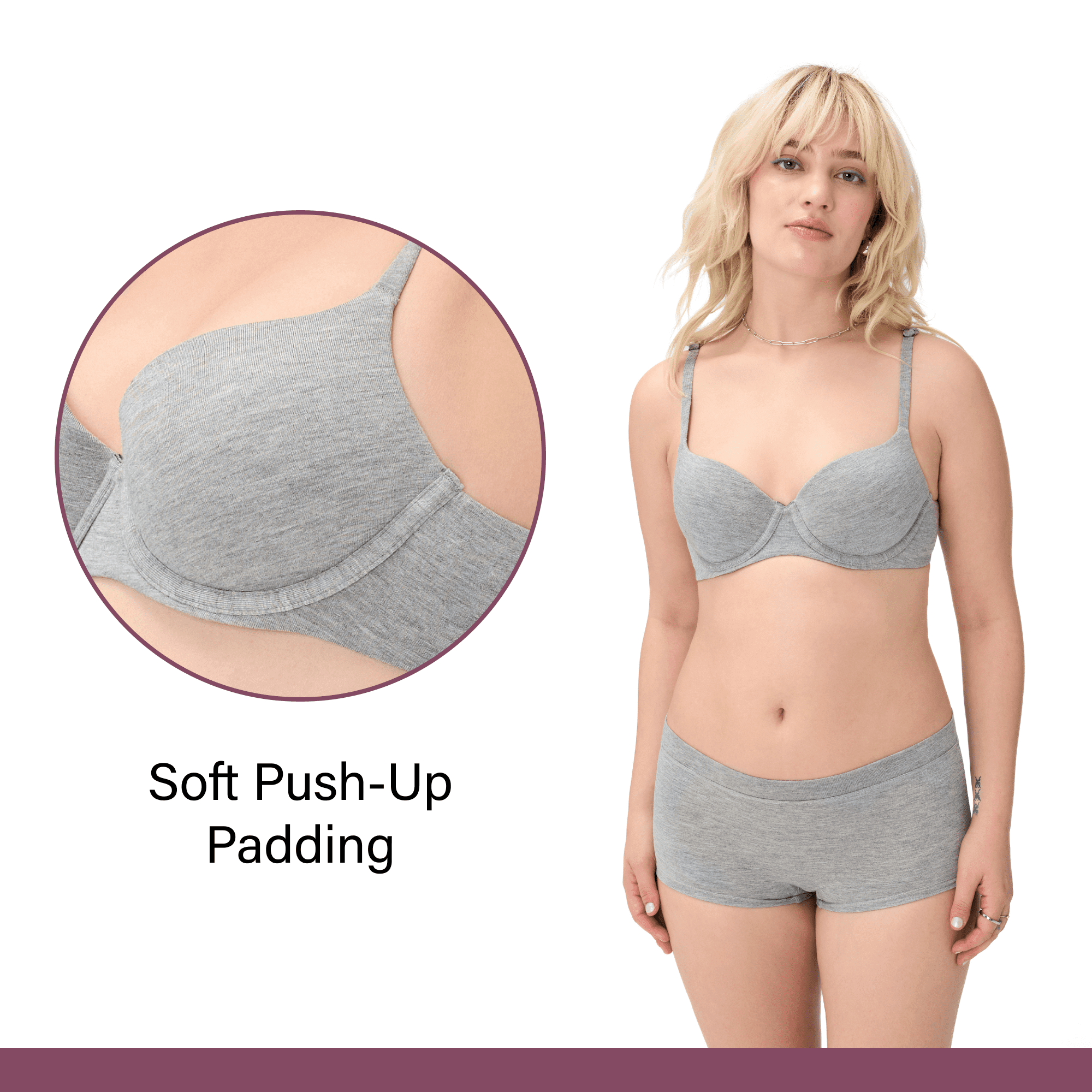 BLAKE & CO.Women's Cotton Rayon Push Up Bra with Adjustable Straps,2-Pack, Sizes 34B-40DD
