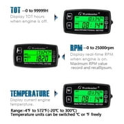 Runleader Digital HM035A Hour Meter Tachometer Engine Temperature Gauge Alert RPM & Temp Waterproof