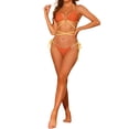 thumbnail image 2 of INSPIRE CHIC Women's Heart Ring Halter Bikini Sets 2 Piece Contrast Color Push Up Lace Up Ribbed Swimwear Bathing Suits Large Orange, 2 of 5