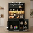 thumbnail image 6 of PULUOMIS LED Pantry Cabinets with Pegboard, Kitchen Pantry Storage Cabinet with Outlet & Microwave Stand, Kitchen Hutch Coffee Bar with 5 Hooks and Adjustable Shelf, Black, 6 of 12