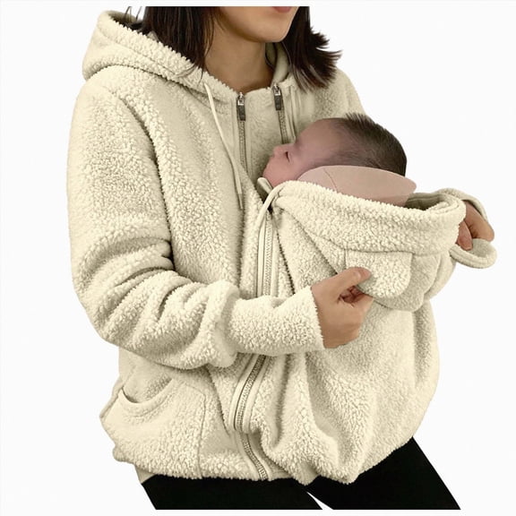 CAUYDY Womens Baby Pouch Hoodies with Pockets Oversized Hoodies Lightweight Baby Pouch Hooded Sweatshirt