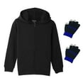 thumbnail image 1 of Bienzoe Chandail à Capuchon d'Uniforme Scolaire pour Garçon en Molleton Doux Anti-Boulochage avec Fermeture Éclair Noir 5929X, 1 of 2