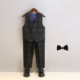 thumbnail image 3 of OGLCCG Boys' 3-Piece Formal Vest Suit Set V Neck Sleeveless Button Down Vest with Pants and Bowtie Fashion Plaid Dresswear Suit Set 1-12 Years, 3 of 3