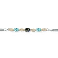 thumbnail image 2 of 925 Silver and 10K Yellow Gold Blue Mystic Topaz and Blue Apatite and White Lab Grown Diamond Bracelet for Women (2.05 Cttw, Gemstone November Birthstone, Oval, Wheat Chain, 6.5 inches), 2 of 5