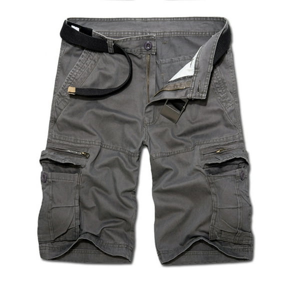 Men's Shorts Men Casual Solid Fashion Zipper Button Pockets Cropped Cargo Shorts Shorts for Work Men Dark Gray M