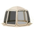 thumbnail image 5 of Screen House Tent, 12 x 11 ft, 10-12 Person Pop Up Screen Tent, Portable Screened in Canopy with Carry Bag, Netting Sides, Ground Stakes, for Garden, Patio, Backyard, Outdoor Activities, Beige, 5 of 9